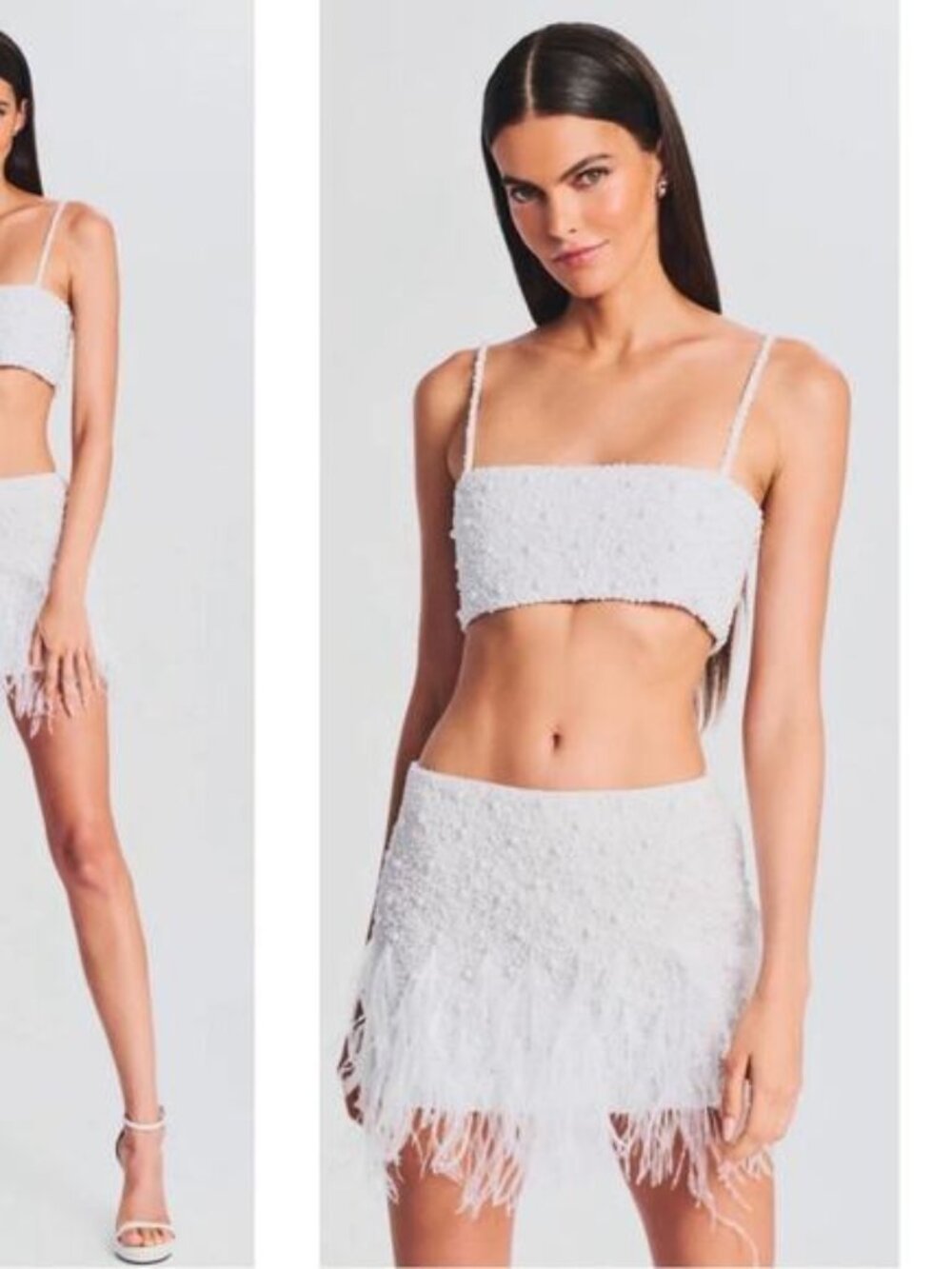 Retrofete Valli Nikos Pearl + Feather Mini Skirt